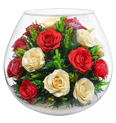 Цветы в стекле: Композиция из роз (арт. BBR5c) 200-025 — Egidius.ru