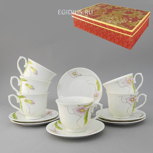 Набор чайный 12 пр. лиловые каллы 220 мл под.уп. 900-275 фото 1 &mdash; Egidius.ru