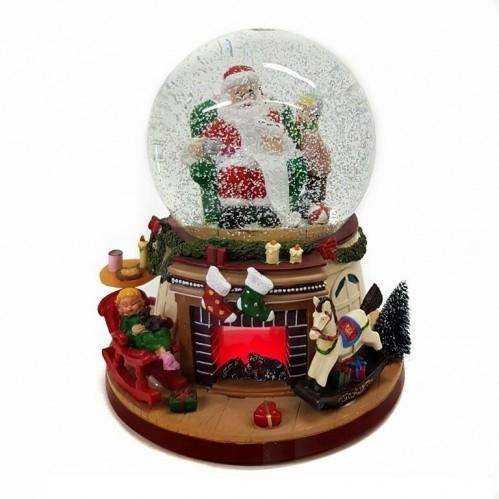 Новогодняя композиция с вод.шаром 135мм, со снегом, музыкой, свет.камином, 18*18*17см, на батарейках 3-1-205 фото 1 &mdash; Egidius.ru
