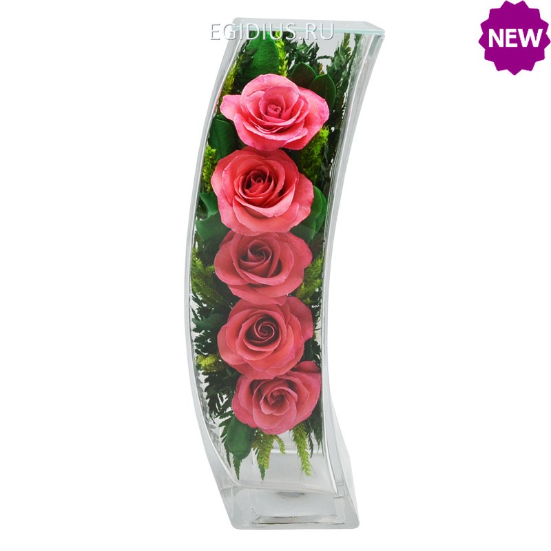 Цветы в стекле: Композиция из натуральных роз. 200-321 фото 1 — Egidius.ru