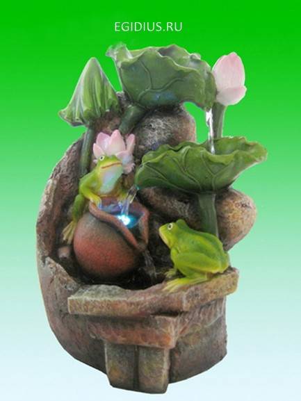 Декоративный фонтан Лягушки и лилии, подсветка   H*L*W=24*17*13см 10-0521 фото 1 — Egidius.ru