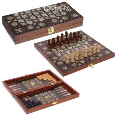 Набор настольных игр (шахматы, шашки, нарды) L29,5 W14,5 H4 см 81-5109 — Egidius.ru