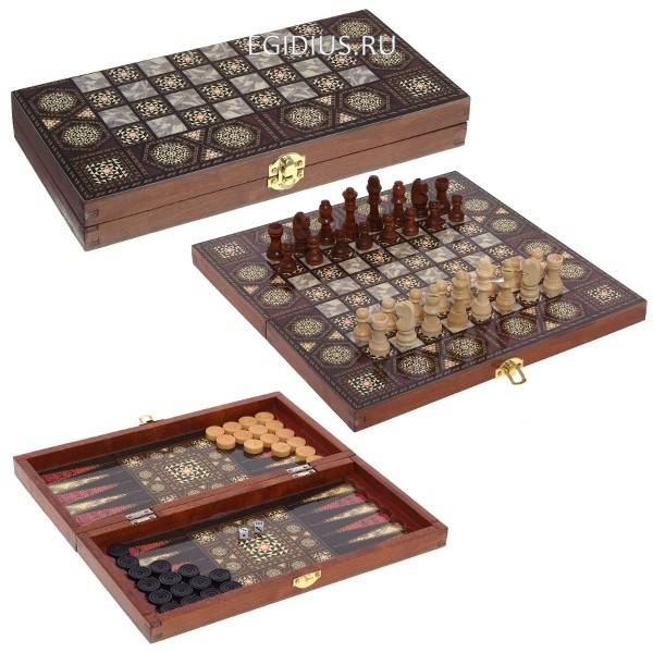 Набор настольных игр (шахматы, шашки, нарды) L29,5 W14,5 H4 см 81-5109 фото 1 — Egidius.ru