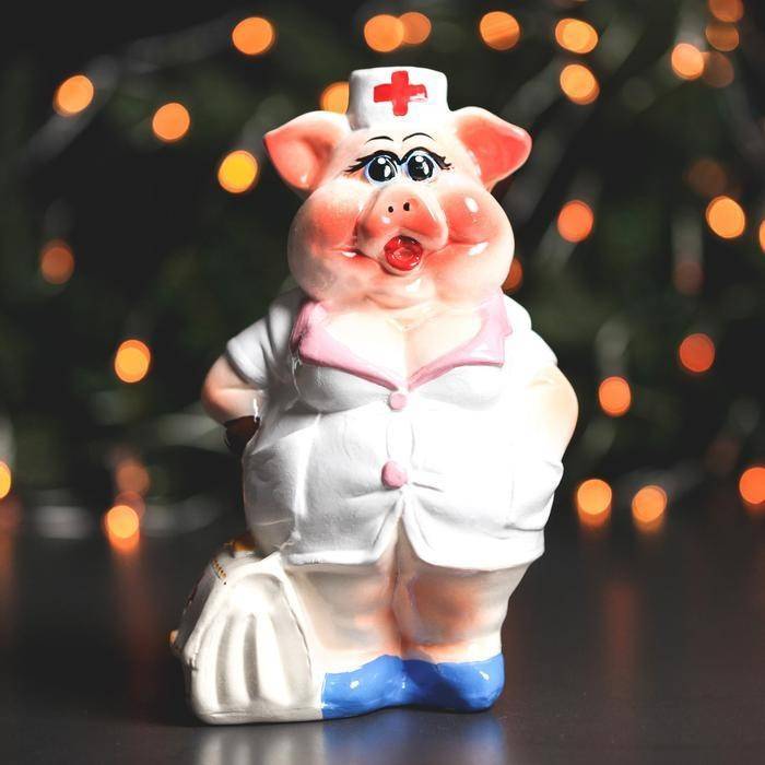 Копилка "Свинка медсестра" 20 см 813-021 фото 1 — Egidius.ru