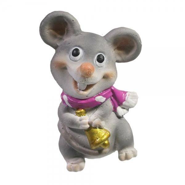 Магнит Мышь с колокольчиком (розовый шарф) L4 W2,5 H6,5 см 82-0919 фото 1 &mdash; Egidius.ru