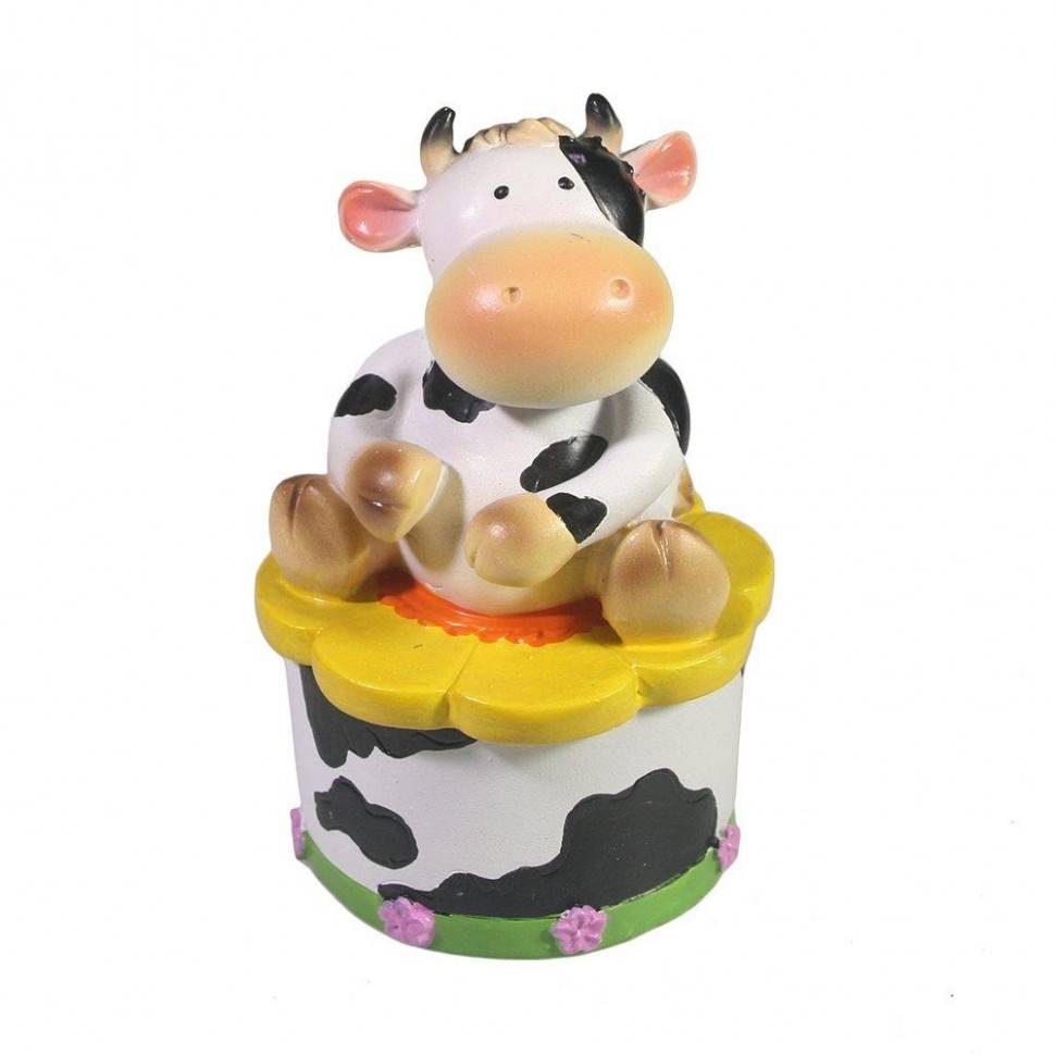 Шкатулка Коровка Зорька (черные пятна) L5.5W5.5H9 см 82-1827 фото 1 — Egidius.ru