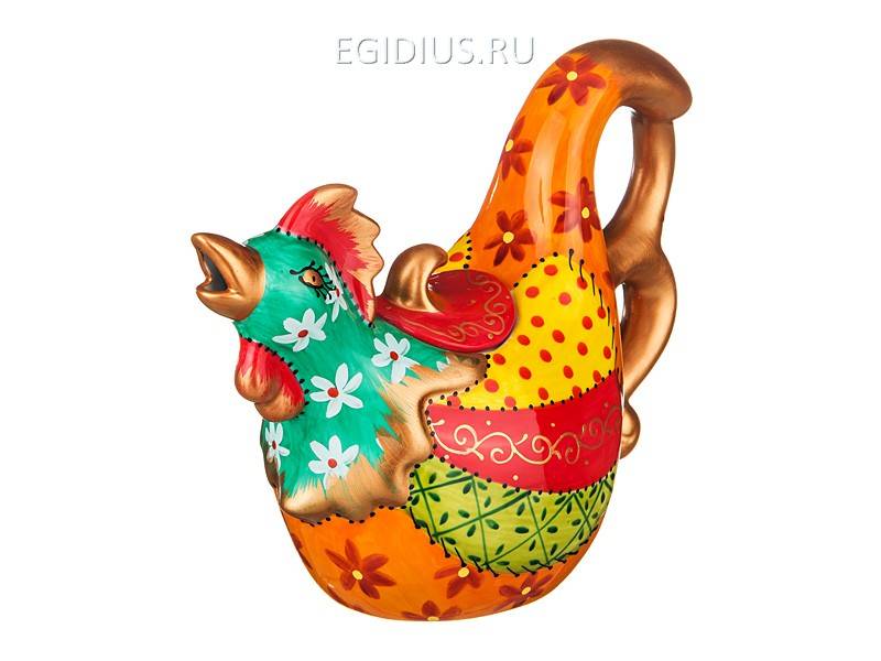 Чайник  "петух" 800 мл ручная роспись  330-703 фото 1 — Egidius.ru