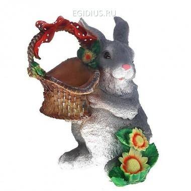 Садовая фигура Зайка с лукошком, L30 W24 H34.5 см 81-6079 — Egidius.ru