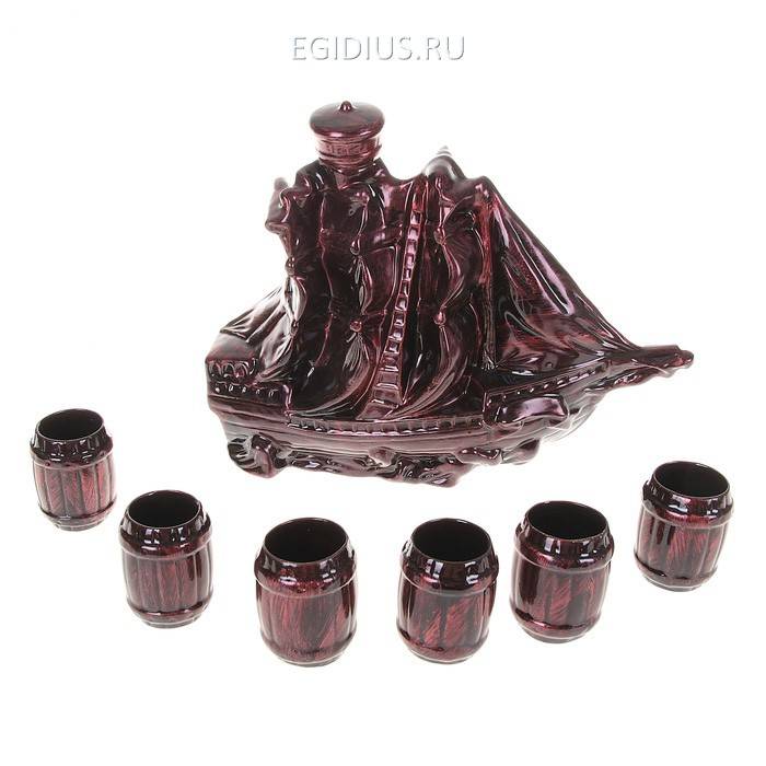 Набор водочно-коньячный "Парус" 1,0л  7 Предметов Малый рубин   806-042 фото 1 &mdash; Egidius.ru