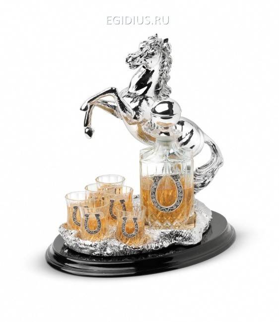 Набор 6 рюмок + штоф на подставке "Лошадь" 707-006 фото 1 &mdash; Egidius.ru