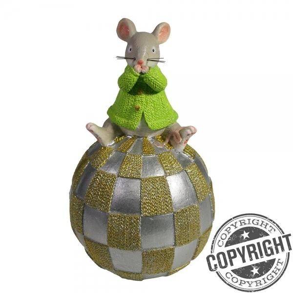 Копилка Мышка на шаре (серый) L11 W11 H18 см 82-1052 фото 1 &mdash; Egidius.ru