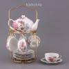 Кофейный сервиз на 6 персон 14 пр.на метал. подставке 400/100 мл. 302-010 фото 1 — Egidius.ru