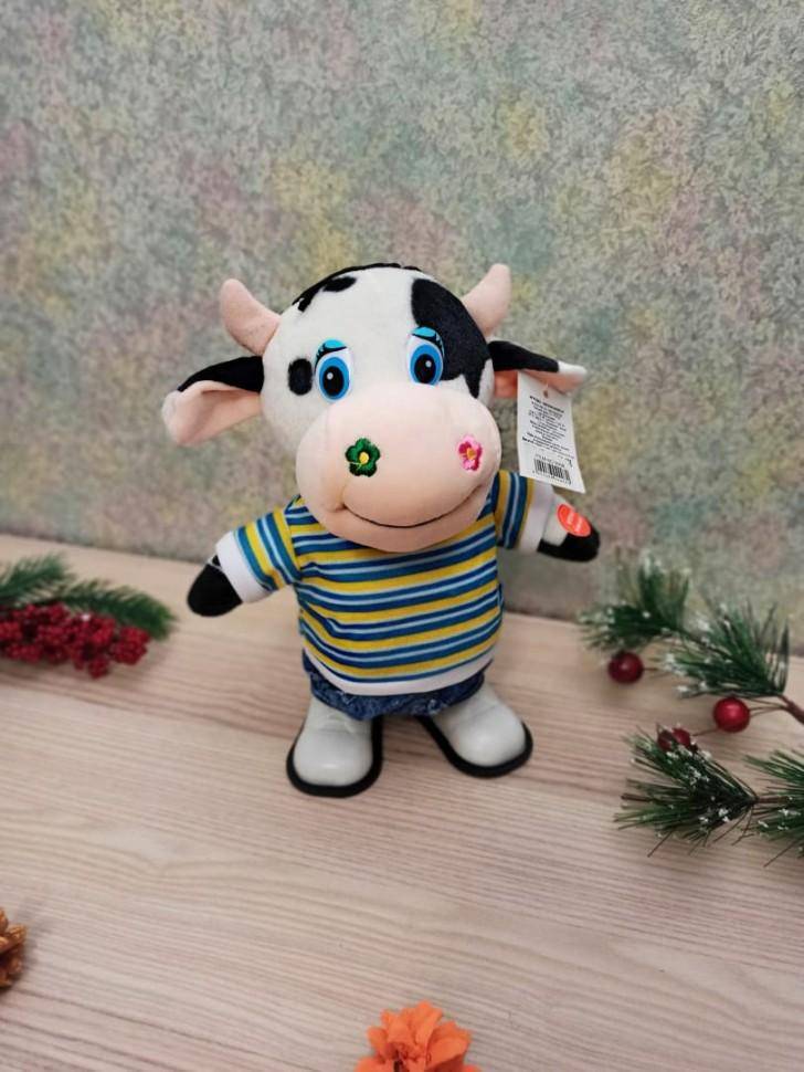 Поющая и танцующая игрушка бык в полосатой фуболке, ходит поет символ года 2021 280-874 фото 1 &mdash; Egidius.ru