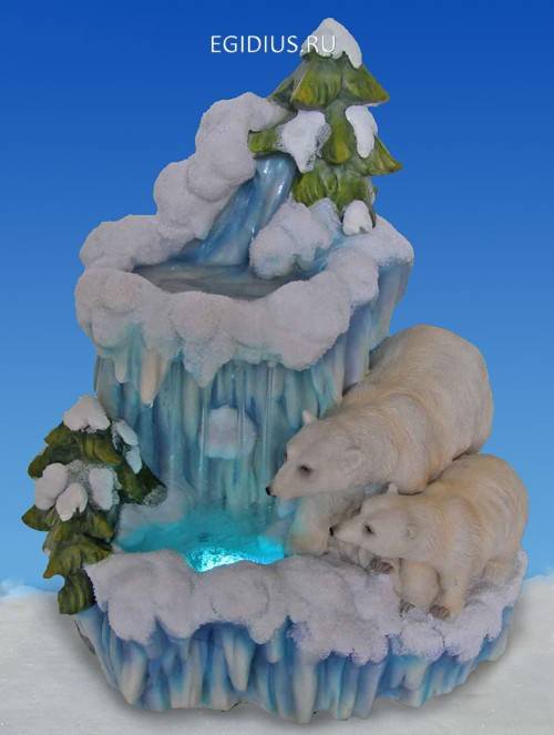 Фонтан декоративный, Белые медведи и льдина, подсветка 25.9*16.3*32.2CM 10-0121 фото 1 &mdash; Egidius.ru