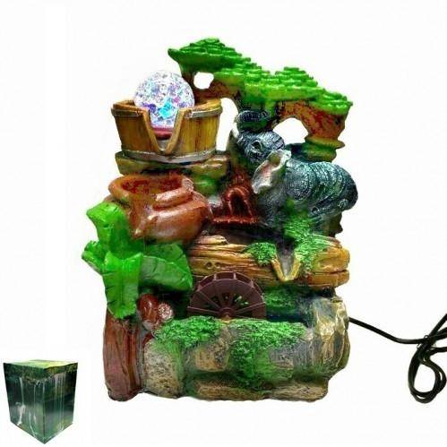 Настольный фонтан Слон+мельница+2 емкости 23*26*15см с подсветкой 3-1-014 фото 1 — Egidius.ru