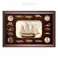 Панно &quot;Парусник, морские узлы&quot;, 71х49х5см 700-614