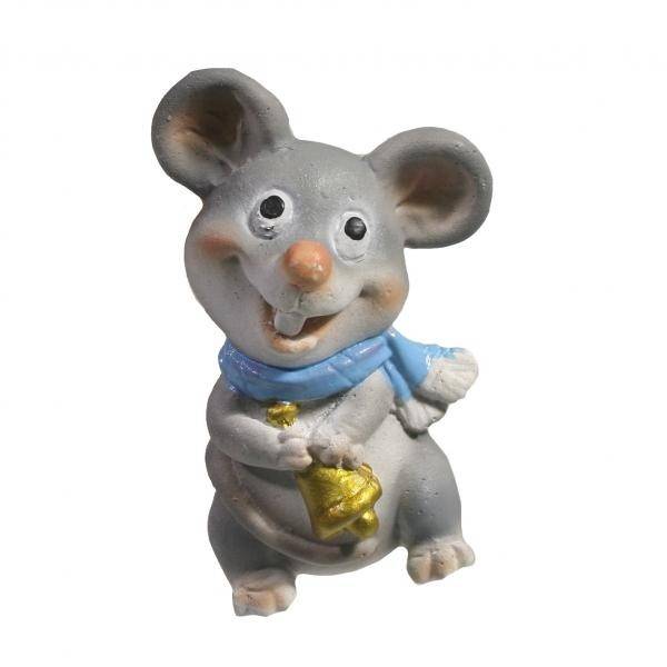 Магнит Мышь с колокольчиком (голубой шарф) L4 W2,5 H6,5 см 82-0920 фото 1 &mdash; Egidius.ru
