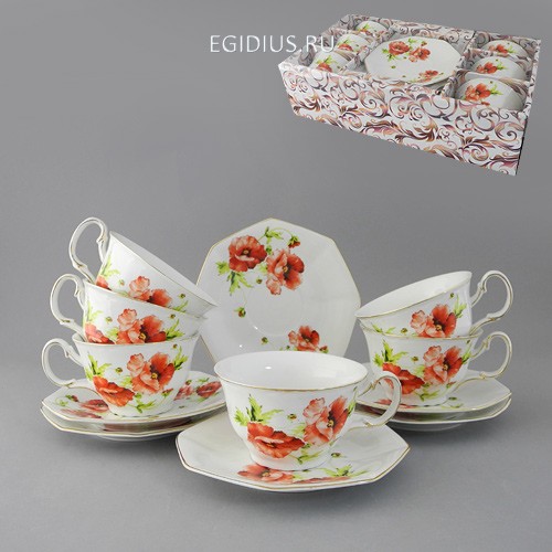 Набор чайный 12 пр. мак 200 мл под.уп. 900-277 фото 1 &mdash; Egidius.ru