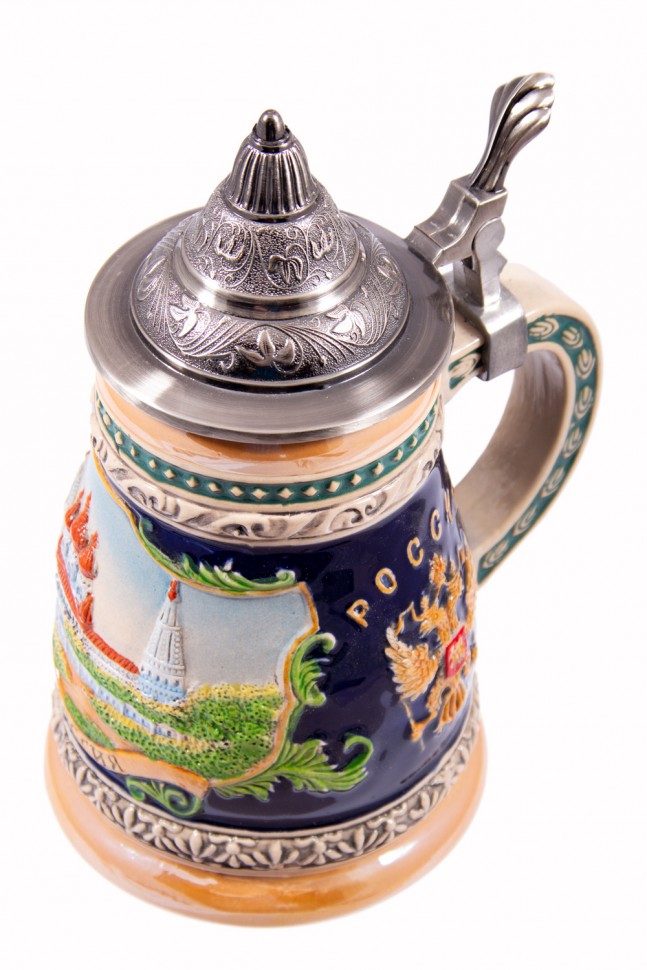 Пивная кружка коллекционная с крышкой Россия 15*12*19см, 500мл  111-254 фото 1 — Egidius.ru