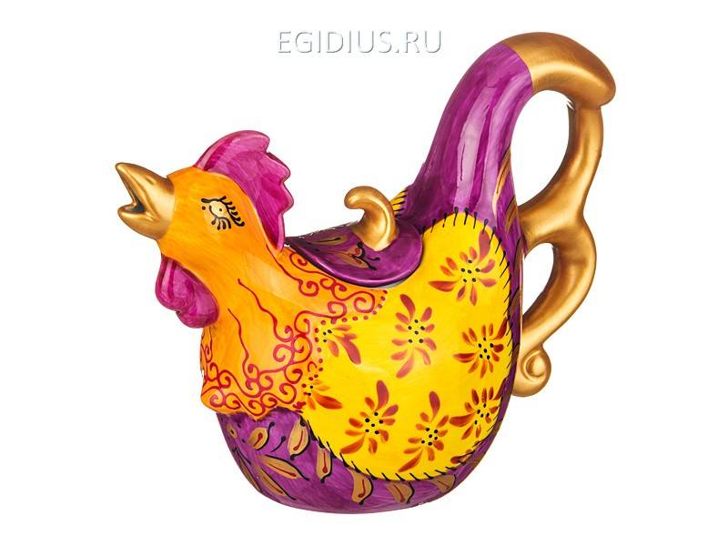 Чайник  "петух" 800 мл ручная роспись  330-704 фото 1 — Egidius.ru