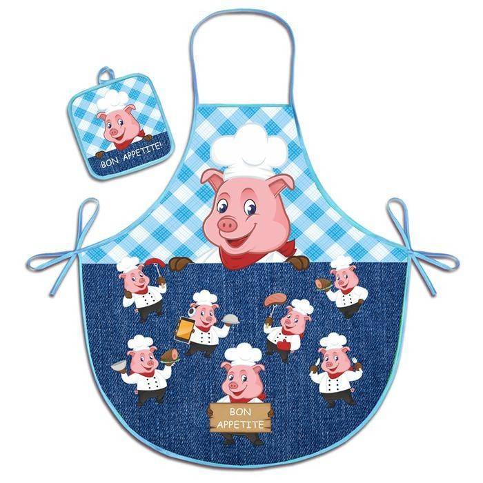 Кухонный набор "Приятного аппетита" ГК-19 (фартук 64х70, прихватка 17х17) джинса, 100% п/э  813-058 фото 1 &mdash; Egidius.ru