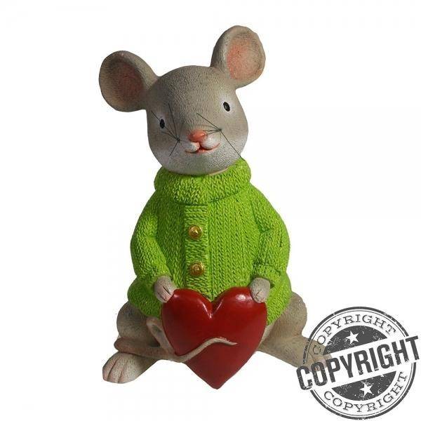 Копилка Мышка с сердечком (серый) L9 W12 H17 см 82-1053 фото 1 &mdash; Egidius.ru
