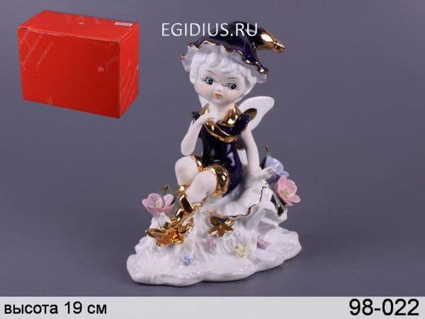 Фигурка "ангелочек в золотом сапожке" высота=18 см. 320-216 фото 1 — Egidius.ru