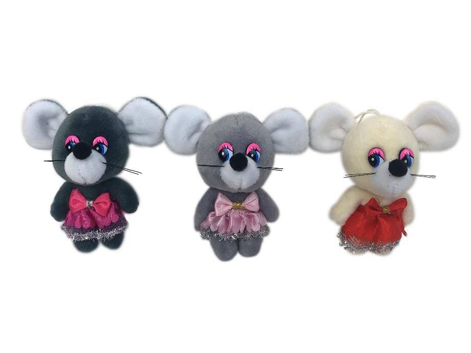 Брелок Мышка в платье 9 см символ года 2020 2-1-112 фото 1 — Egidius.ru