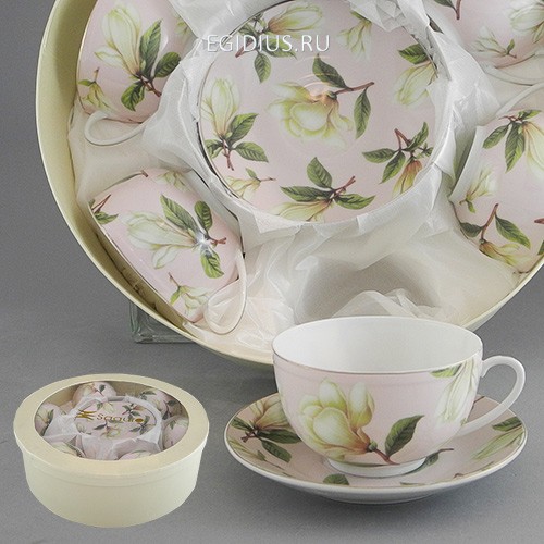 Набор чайный 12 пр. магнолия на розовом 275 мл под.уп. 900-279 фото 1 — Egidius.ru
