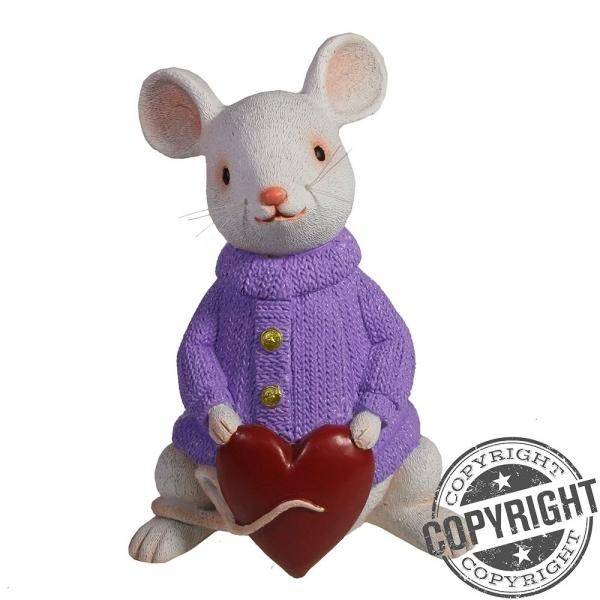 Копилка Мышка с сердечком (белый) L9 W12 H17 см 82-1054 фото 1 &mdash; Egidius.ru