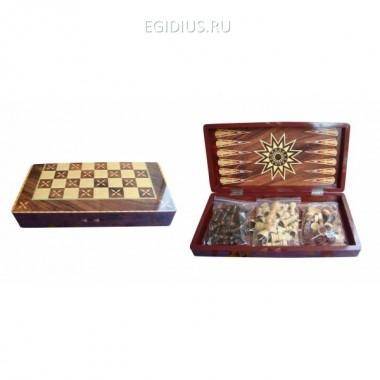 Набор настольных игр (шахматы, шашки, нарды) L39,7 W19,7 H6 см 81-5130 — Egidius.ru