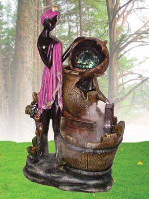 Фонтан Каскад кувшинов, африканские мотивы с туманом и подсветкой, 40.2x32.4x59.3 10-0129 фото 1 &mdash; Egidius.ru