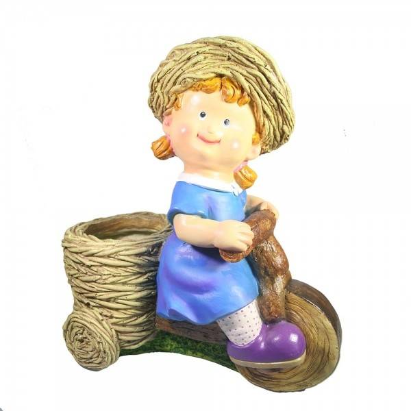 Кашпо садовое "Девочка на велосипеде" L33W17H36 см 81-6864 фото 1 &mdash; Egidius.ru