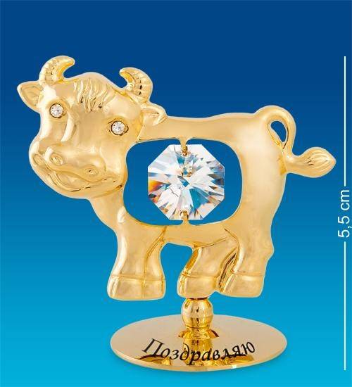 Фигурка Swarovski "Бык с надписью поздравляю" 5,5см 3-2-059 фото 1 — Egidius.ru