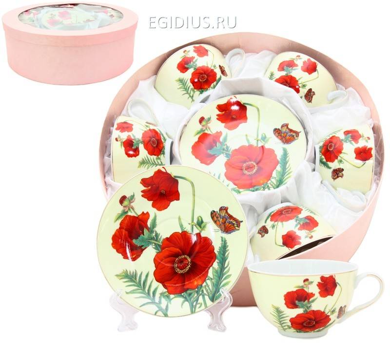 Набор чайный "Маки" 12 пр    600-627 фото 1 — Egidius.ru
