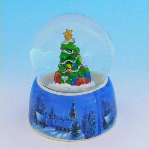 Стеклянный шар с елкой, на фарфоровой подставке D=6,5см, H=9см 3-1-213 фото 1 — Egidius.ru