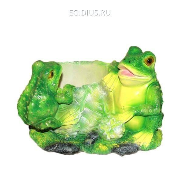 Садовое кашпо Лягушки на капусте, L25 W21 H18 см 81-6032 фото 1 — Egidius.ru