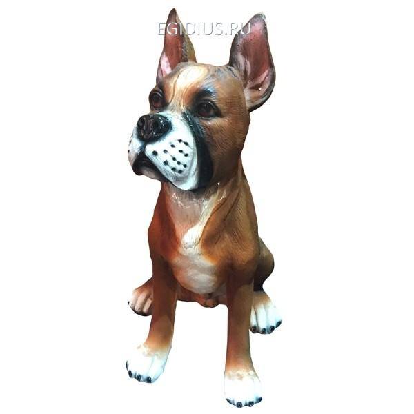 Садовая фигура из полистоуна Щенок боксера (купированные уши) L24W22H36 см 81-6358 фото 1 — Egidius.ru