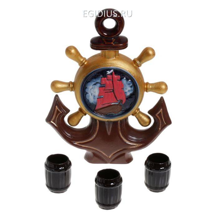 Набор вочно-коньячный "Якорь" набор 4 предмета, цветной 1 л 806-086 фото 1 — Egidius.ru