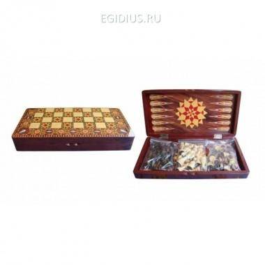 Набор настольных игр (шахматы, шашки, нарды) L39,7 W19,7 H6 см 81-5131 — Egidius.ru