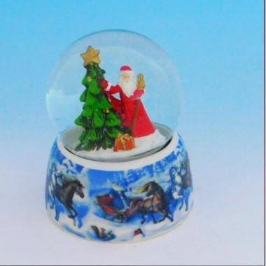 Стеклянный шар с Дедом Морозом, на фарфоровой подставке D=6,5см, H=9см 3-1-214 — Egidius.ru