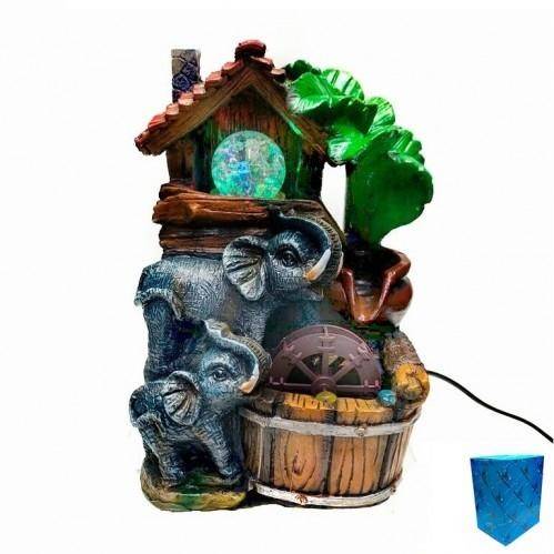 Настольный фонтан Слоны под пальмой 17*14*26см с подсветкой 3-1-017 фото 1 — Egidius.ru