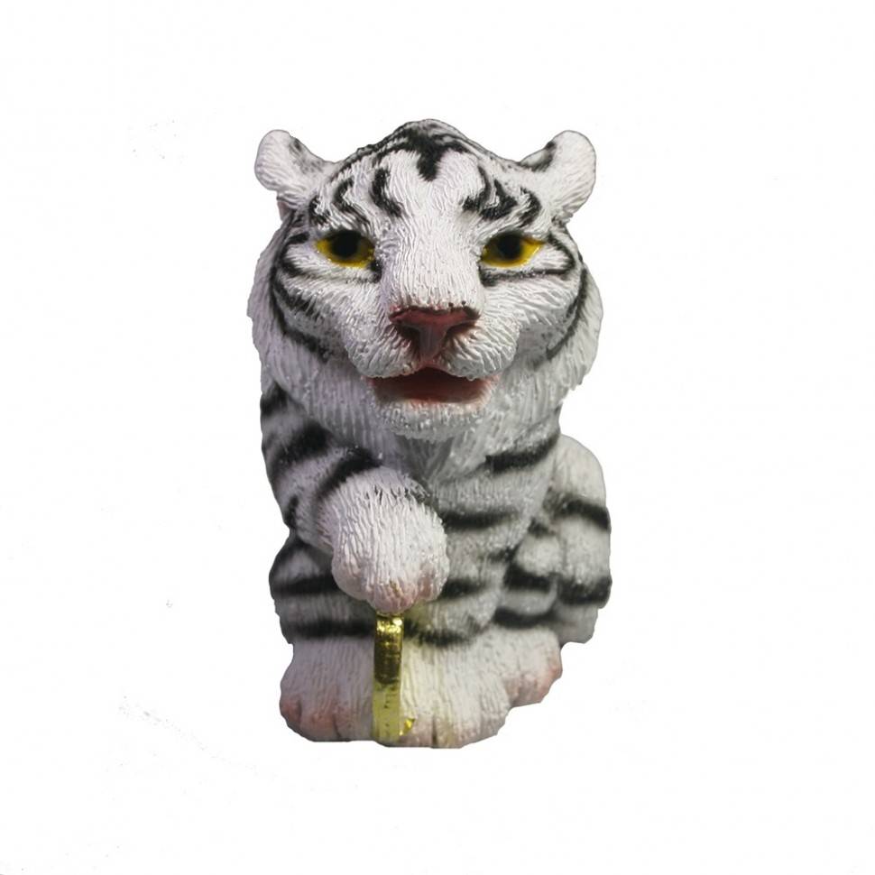 Фигура декоративная "Тигр с рублем" (белый) L4,5W5,5H6 81-3060 фото 1 — Egidius.ru