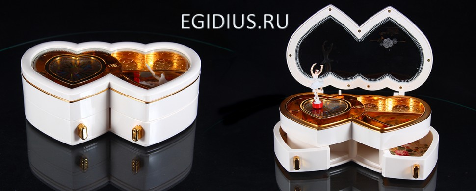 Шкатулка музыкальная "Два сердца" в подар. кор. 22*15*8см 110-773 фото 1 — Egidius.ru