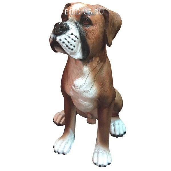 Садовая фигура из полистоуна Щенок боксера (висячие уши) L25W19H32 см 81-6359 фото 1 — Egidius.ru