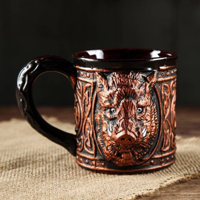 Кружка охотника "Кабан", 0,5 л, медный 813-113 фото 1 — Egidius.ru