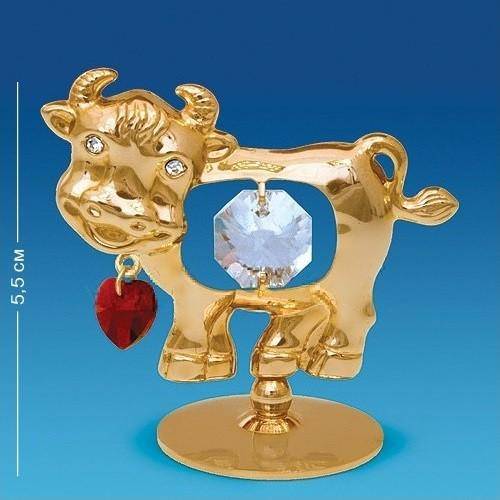 Фигурка Swarovski "Бык с сердечком" красным на подставке 3-2-055 фото 1 &mdash; Egidius.ru