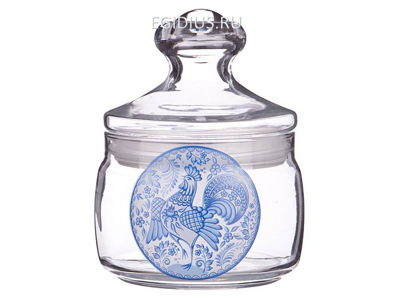 Банка "петух гжельский" 500 мл. без упаковки  330-766 фото 1 — Egidius.ru