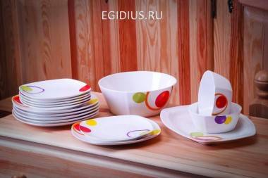 Столовый сервиз &quot;Круги&quot; 6/20пр Костяной фарфор 620-214 — Egidius.ru