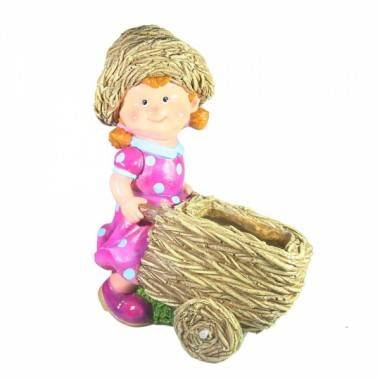 Кашпо садовое &quot;Девочка с тележкой&quot; L28W19H38 см 81-6868 — Egidius.ru